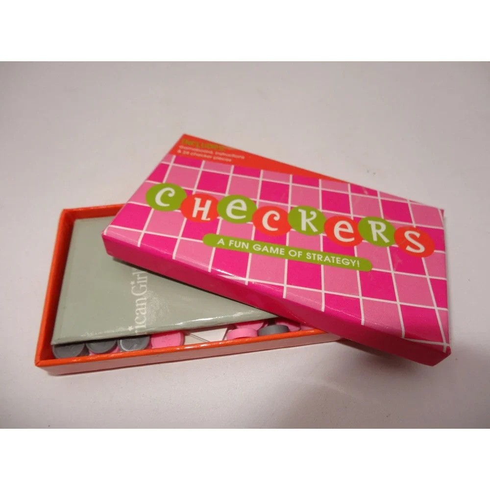 American Girl Doll Checkers Game Set Pink Grey Board Pieces 0743CTP2